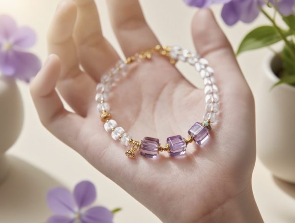 Purple Waterlily Reflecting Snow Bracelet