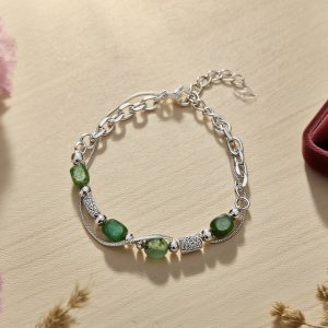 Silver Thread Emerald Shadow Bracelet