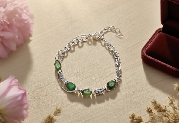 Silver Thread Emerald Shadow Bracelet